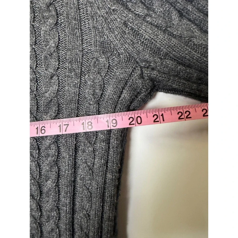 J. Crew Mens Cable Knit Turtleneck Sweater Gray Pullover Long Sleeve